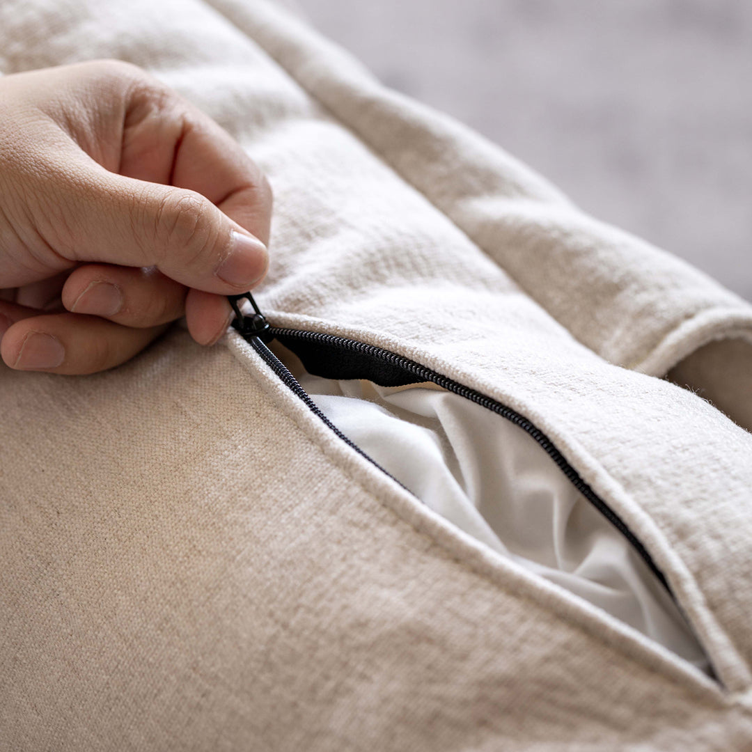 Scandinavian cherry wood cushion lift-up storage bed with drawer kangaroo in still life.