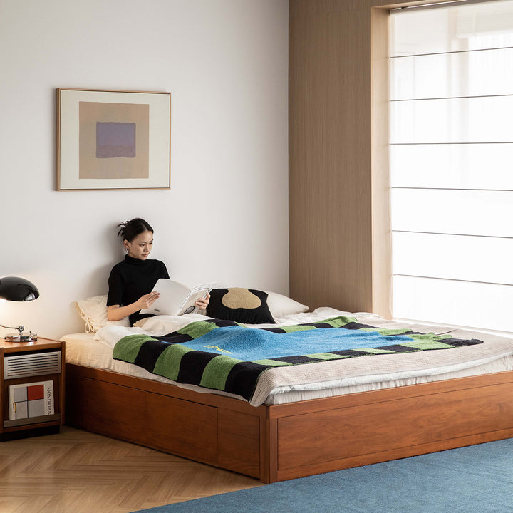 Vintage boxwood lift-up storage platform bed with drawer kangaroo primary product view.