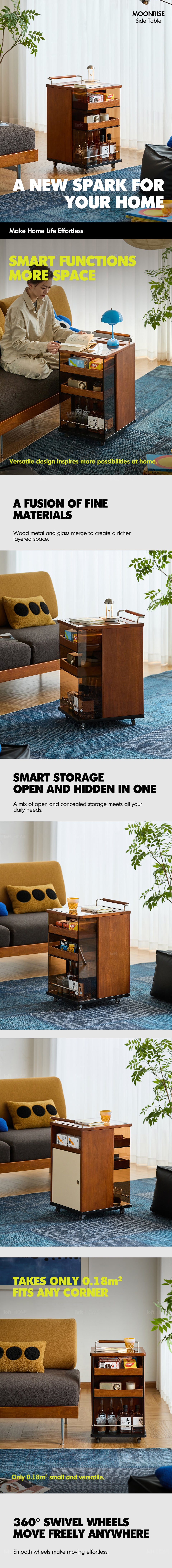 Bauhaus Boxwood Wheeled Trolley Side Table MOONRISE More Details and Instruction