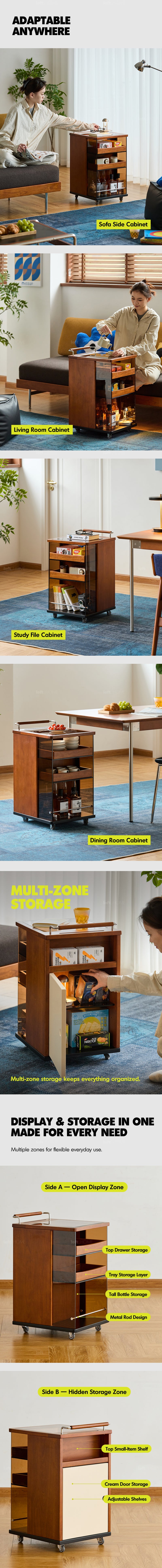 Bauhaus Boxwood Wheeled Trolley Side Table MOONRISE Good to Know - 3