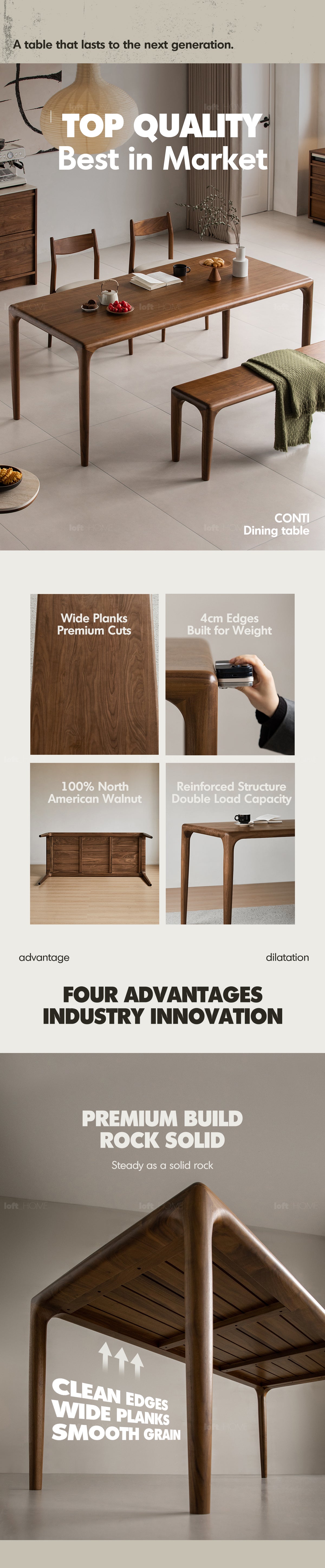 Japandi Walnut Wood Dining Table CONTI Good to Know - 1