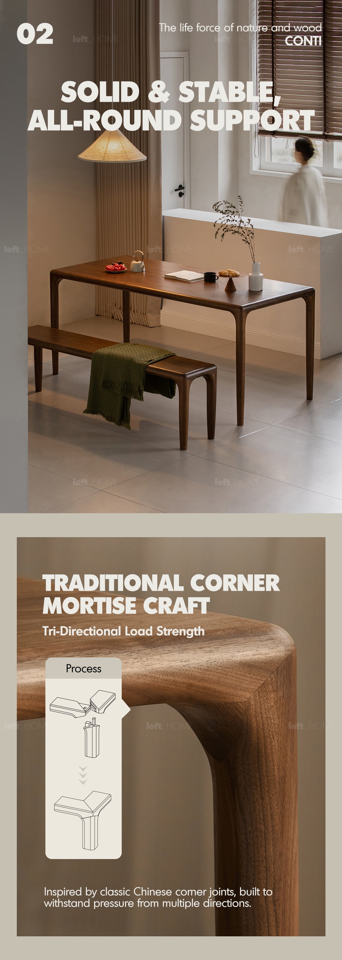 Japandi Walnut Wood Dining Table CONTI Good to Know - 4
