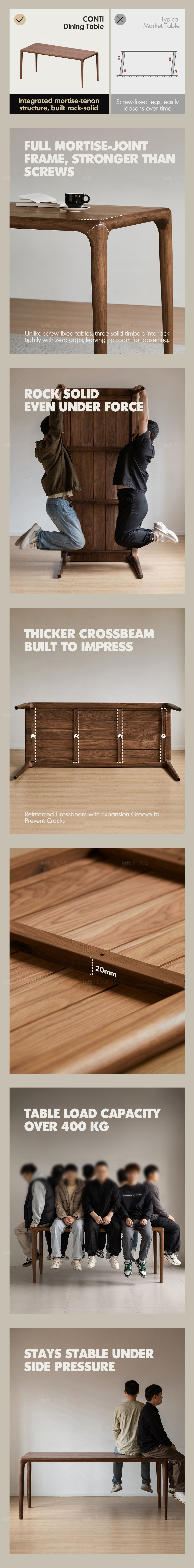 Japandi Walnut Wood Dining Table CONTI Good to Know - 6