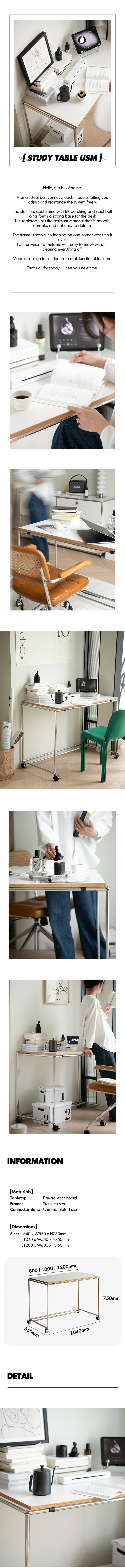 Bauhaus Steel Wheeled Study Table USM Good to Know Preview-1