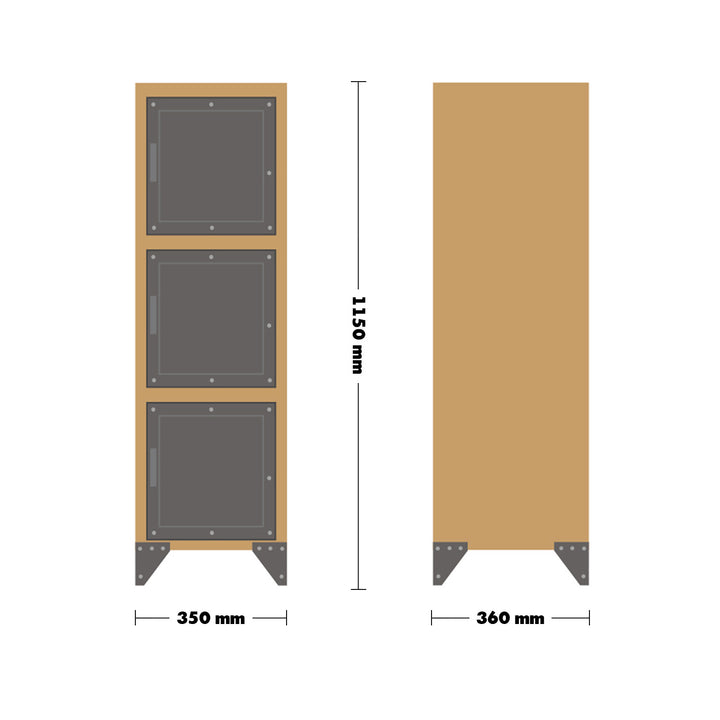 Industrial Wood Cabinet LOFTSTEEL Size Chart