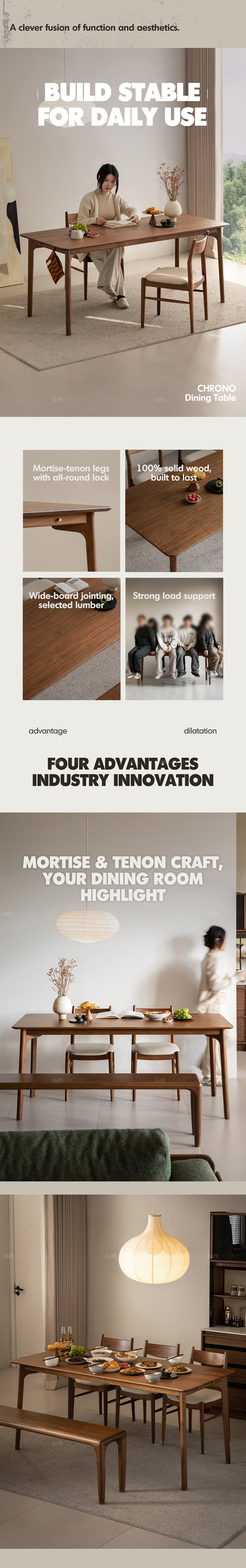 Japandi Walnut Wood Dining Table CHRONO Good to Know - 1