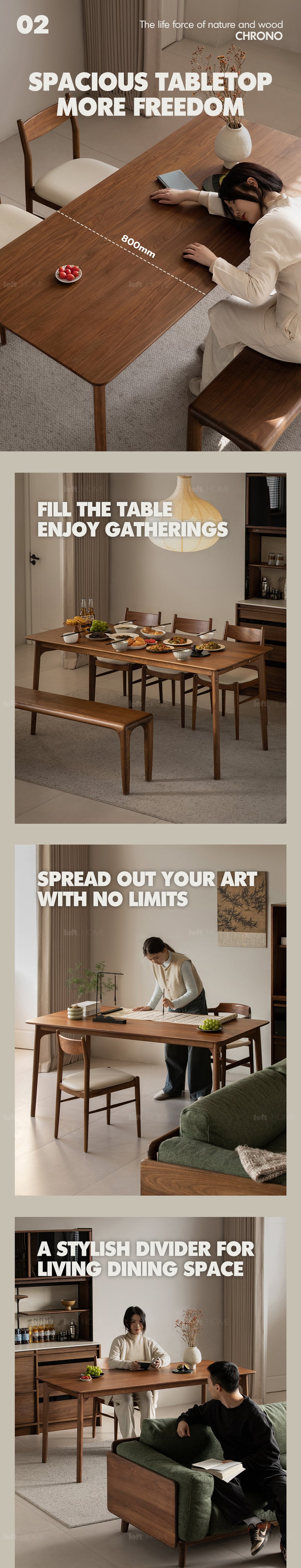 Japandi Walnut Wood Dining Table CHRONO Good to Know - 11