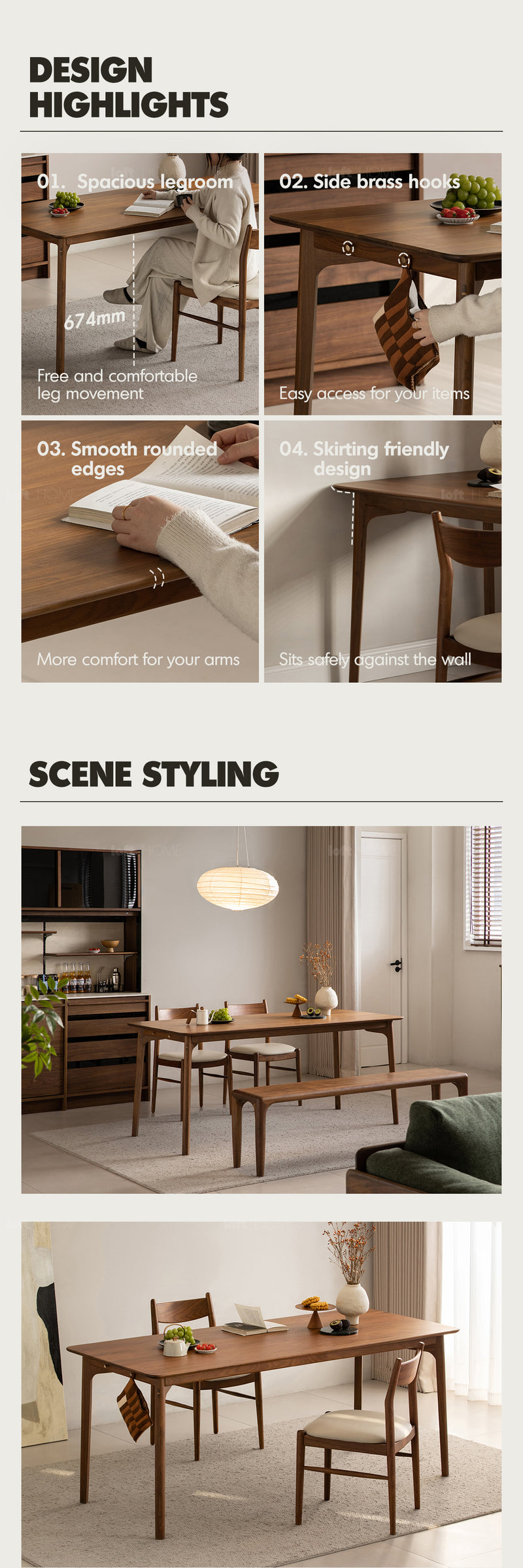 Japandi Walnut Wood Dining Table CHRONO Good to Know - 12
