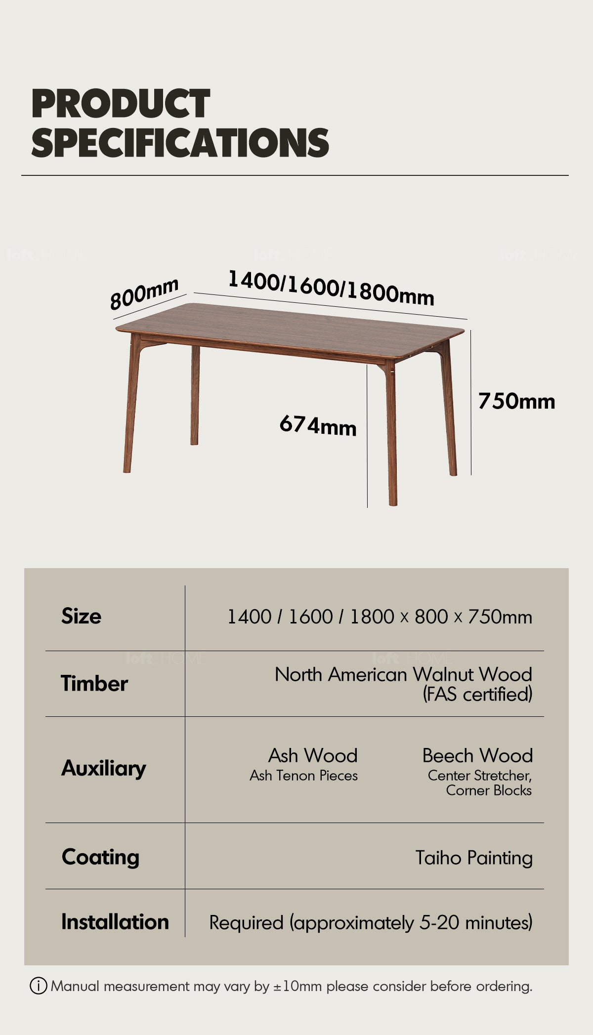 Japandi Walnut Wood Dining Table CHRONO Good to Know - 14