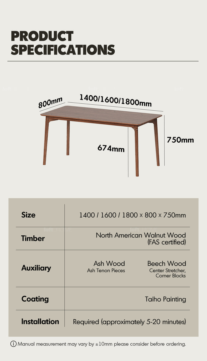 Japandi Walnut Wood Dining Table CHRONO Good to Know - 14