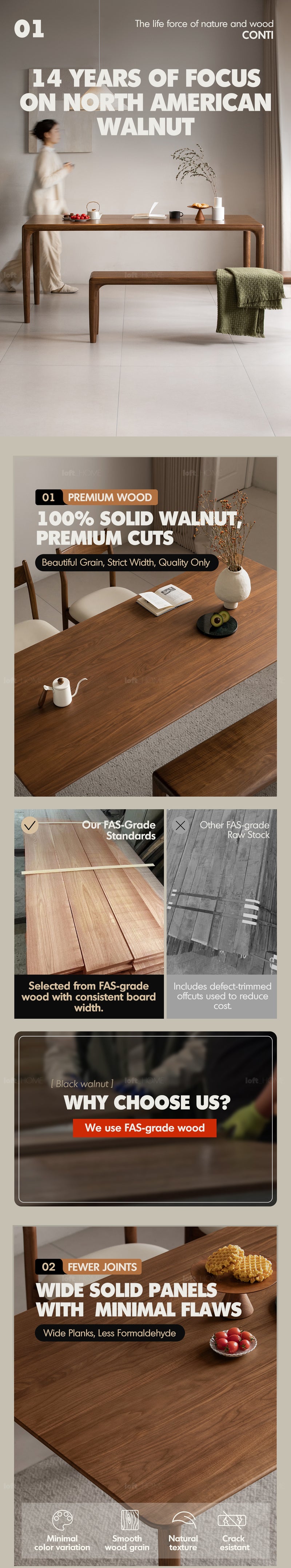 Japandi Walnut Wood Dining Table CHRONO Good to Know - 9