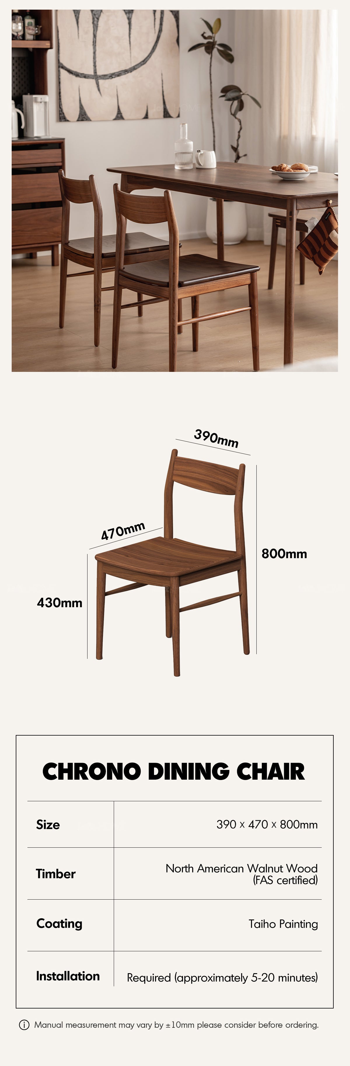Japandi Walnut Wood Dining Chair CHRONO Good to Know - 9