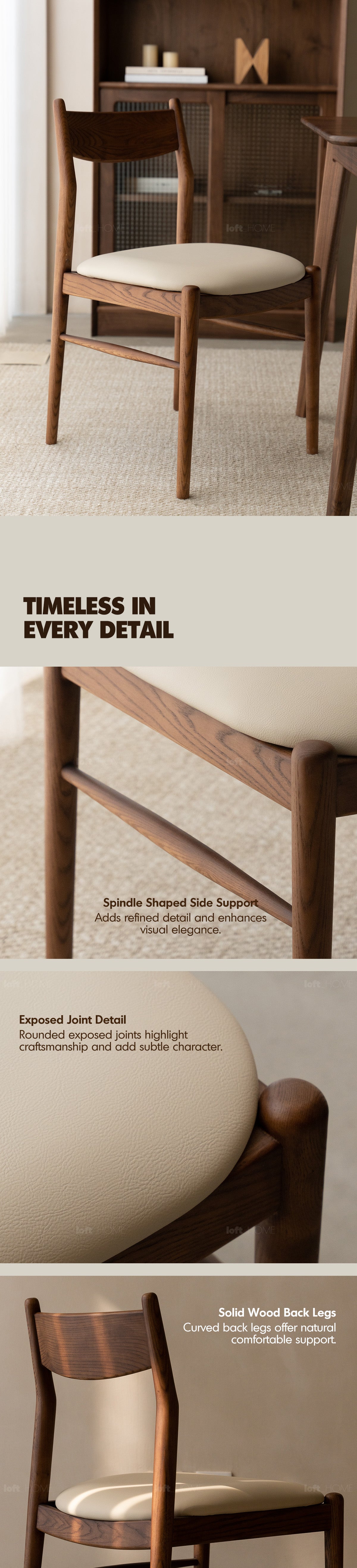 Japandi Walnut Wood Dining Chair PUREA Good to Know - 3