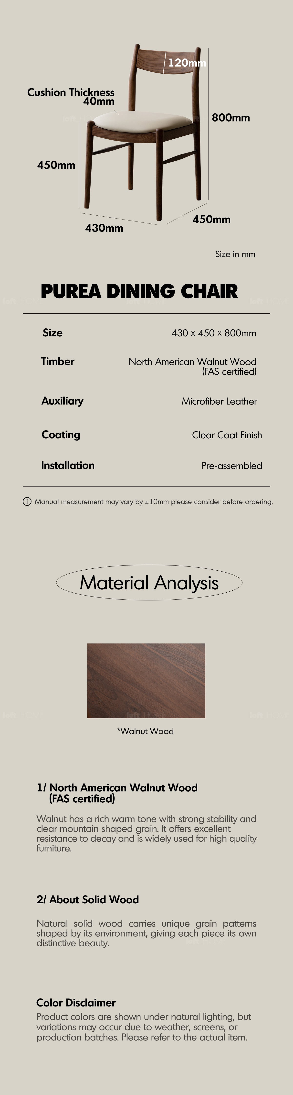 Japandi Walnut Wood Dining Chair PUREA Good to Know - 6