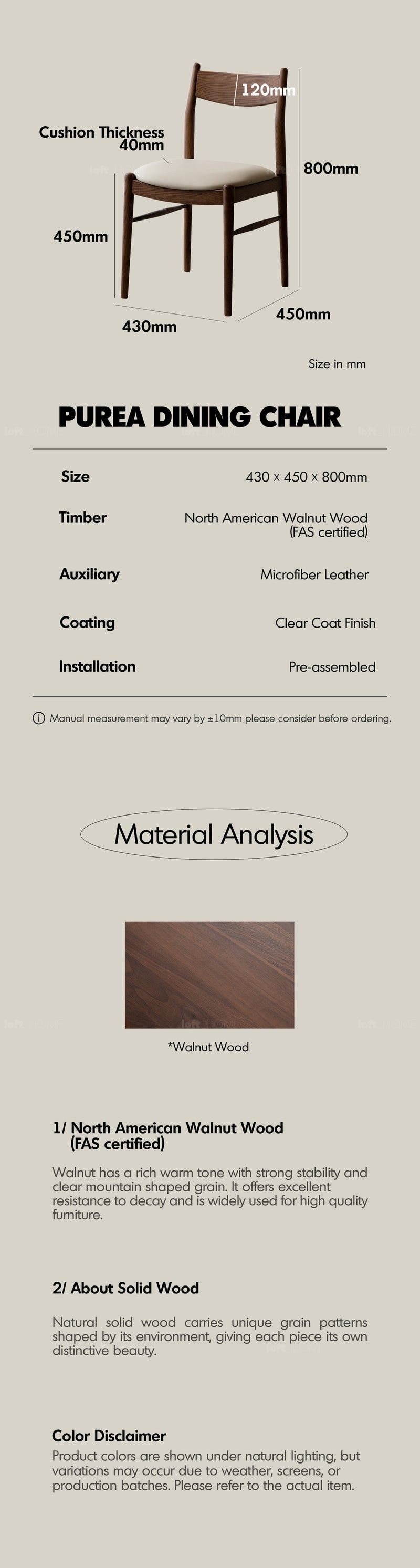 Japandi Walnut Wood Dining Chair PUREA Good to Know - 6
