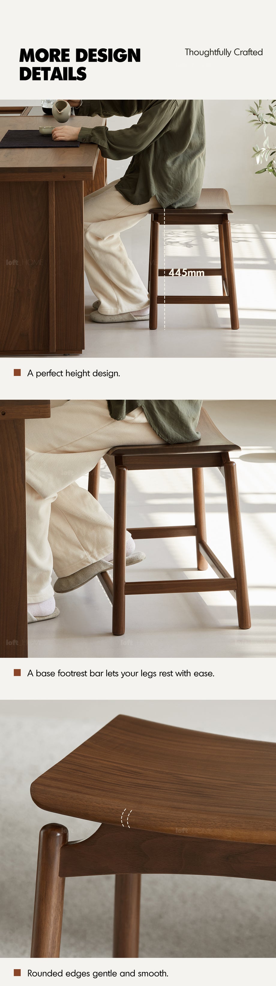 Japandi Walnut Wood Stool ARCUS Good to Know - 4