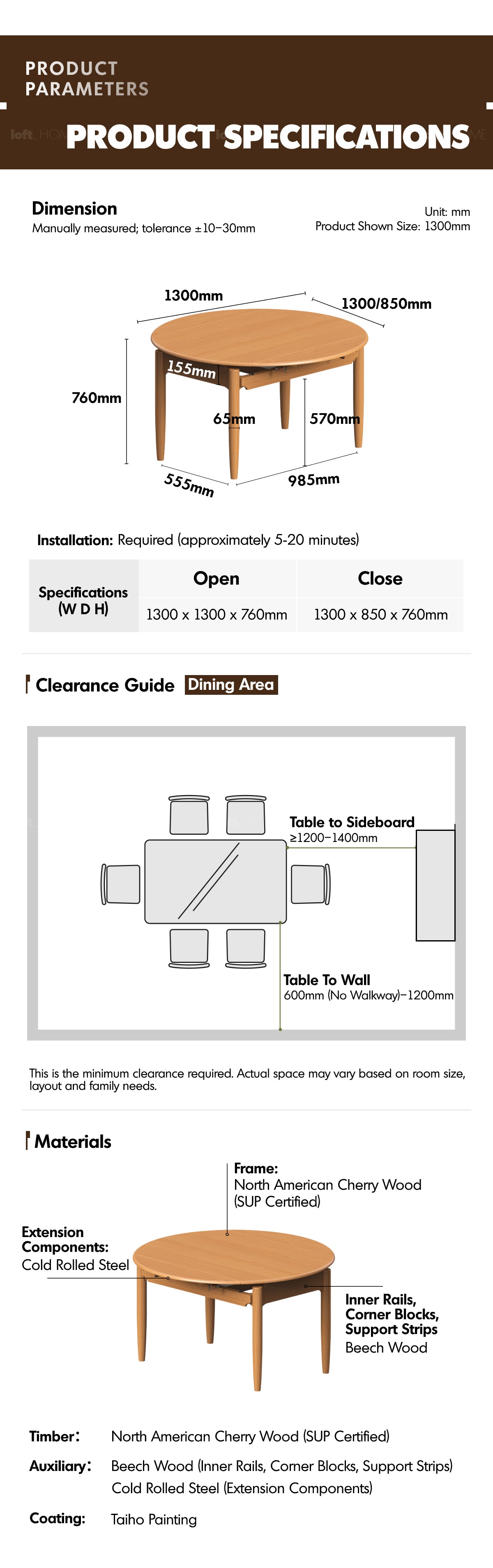 Scandinavian Cherry Wood Extendable Dining Table MINIMA Good to Know - 10