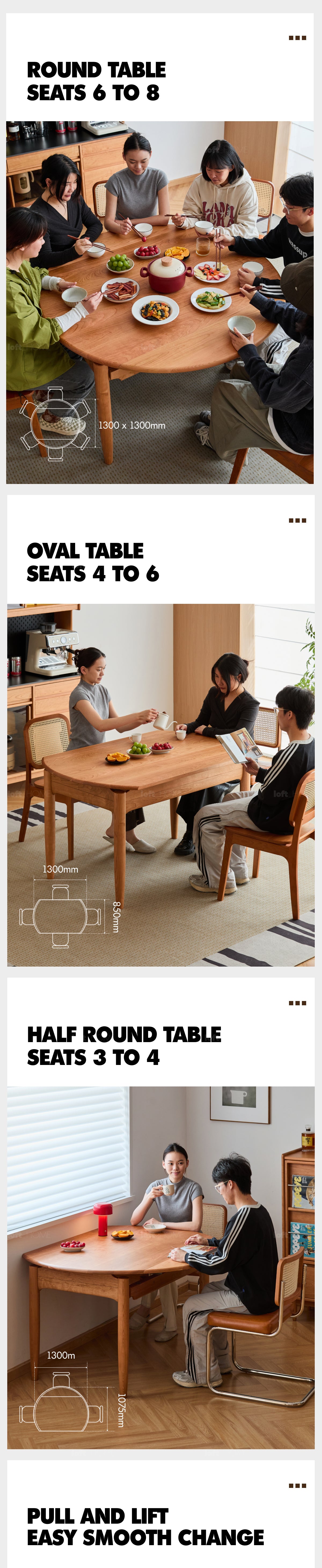 Scandinavian Cherry Wood Extendable Dining Table MINIMA Good to Know - 4