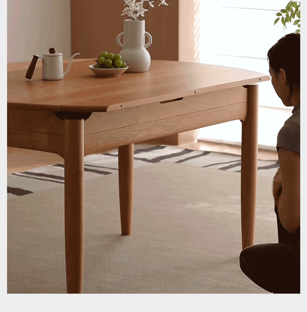 Scandinavian Cherry Wood Extendable Dining Table MINIMA Good to Know - 5