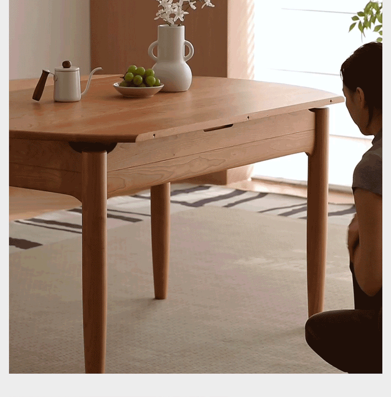 Scandinavian Cherry Wood Extendable Dining Table MINIMA Good to Know - 5