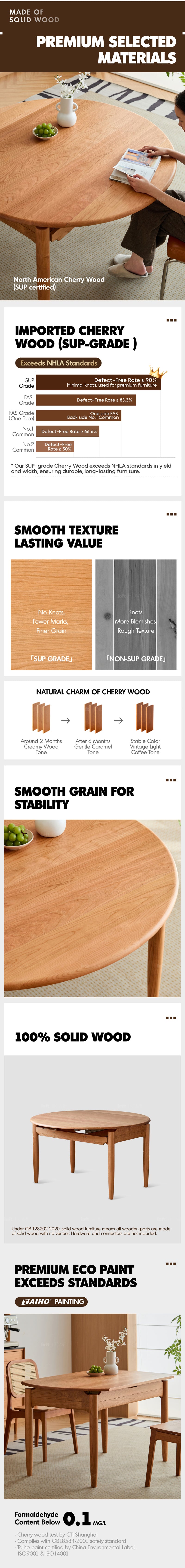 Scandinavian Cherry Wood Extendable Dining Table MINIMA Good to Know - 7