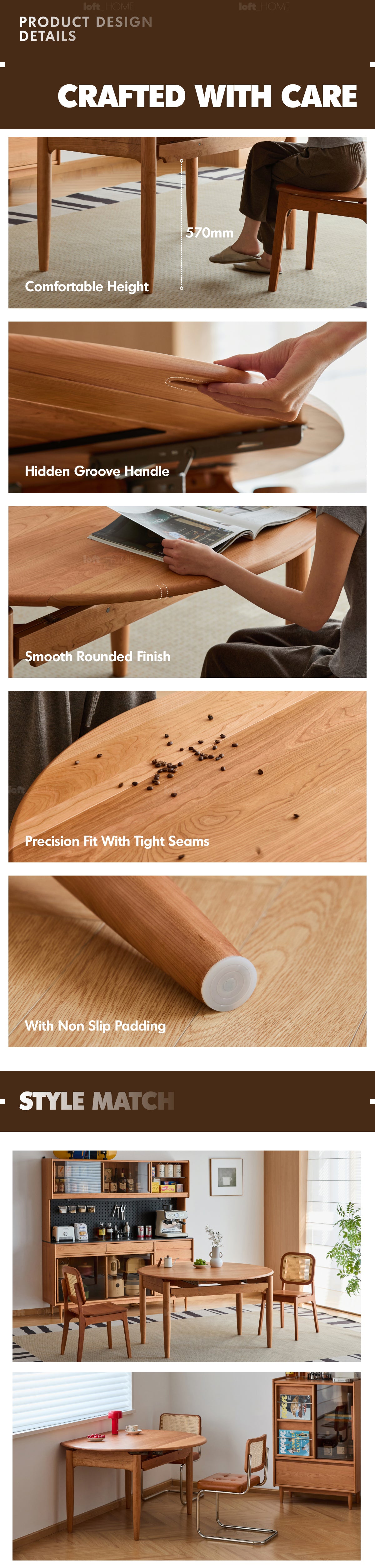 Scandinavian Cherry Wood Extendable Dining Table MINIMA Good to Know - 8