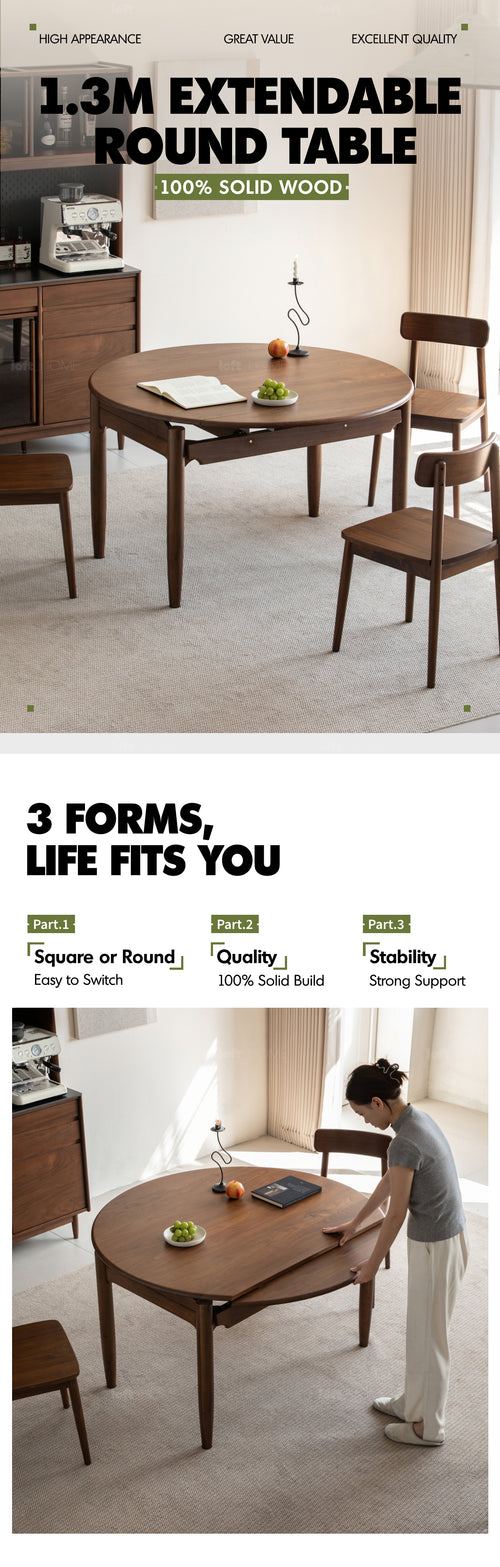 Japandi Walnut Wood Extendable Dining Table MINIMA Good to Know Preview-1