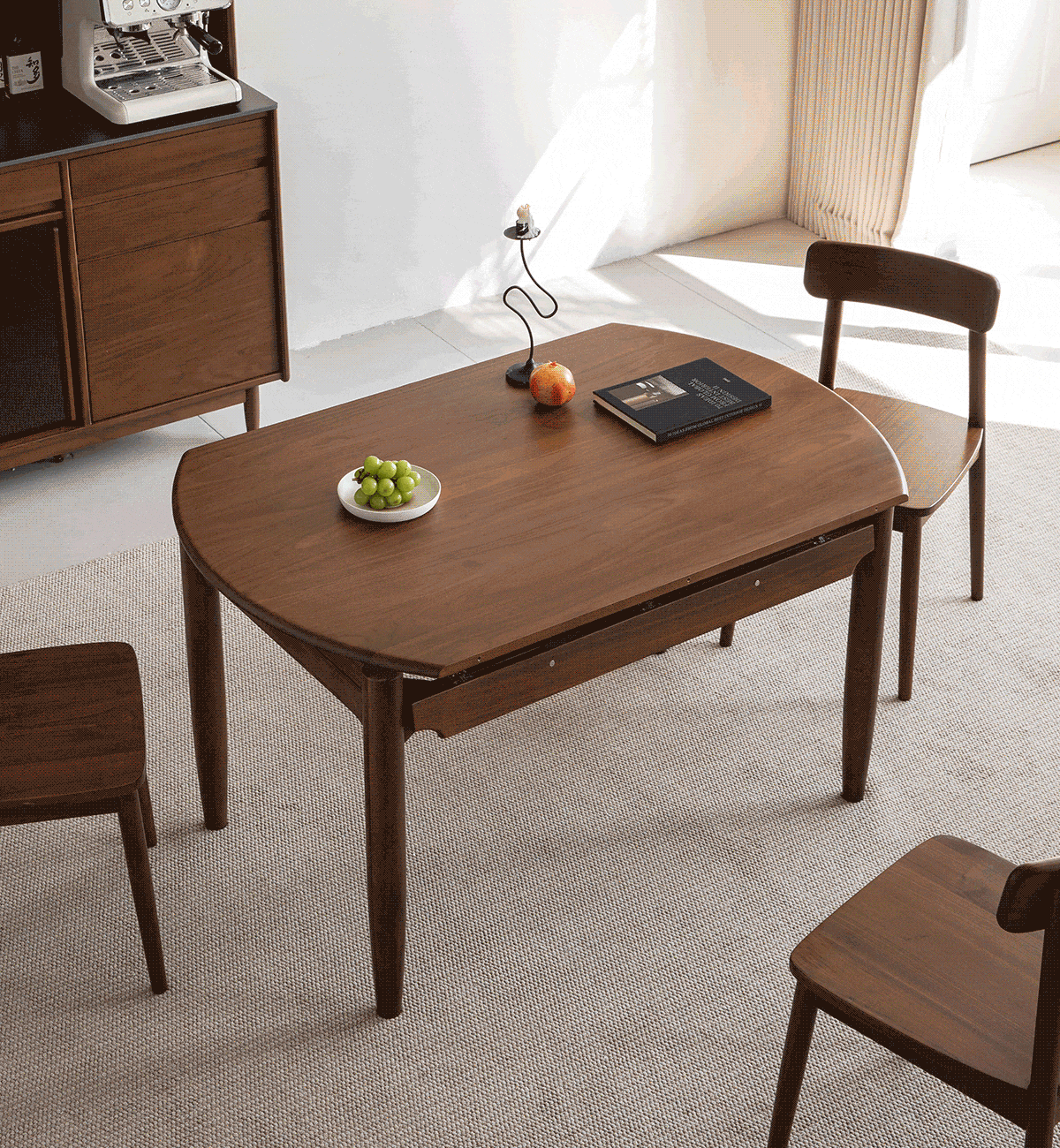 Japandi Walnut Wood Extendable Dining Table MINIMA Good to Know - 3