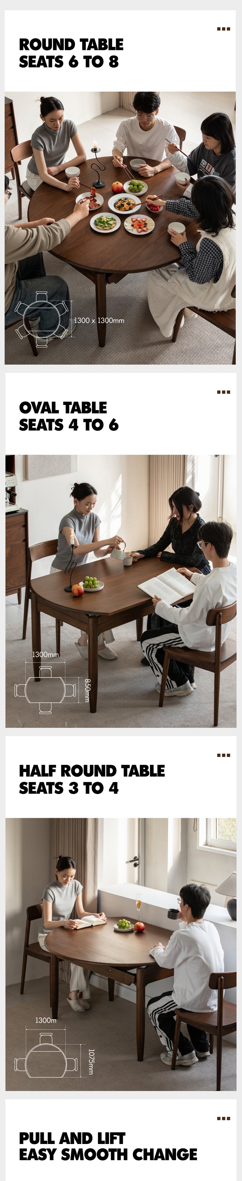 Japandi Walnut Wood Extendable Dining Table MINIMA Good to Know - 4