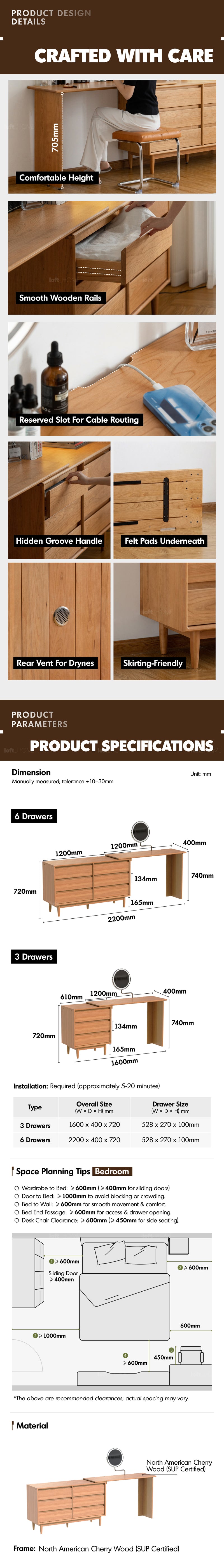 Scandinavian Cherry Wood Dressing Table VISTA Good to Know - 7