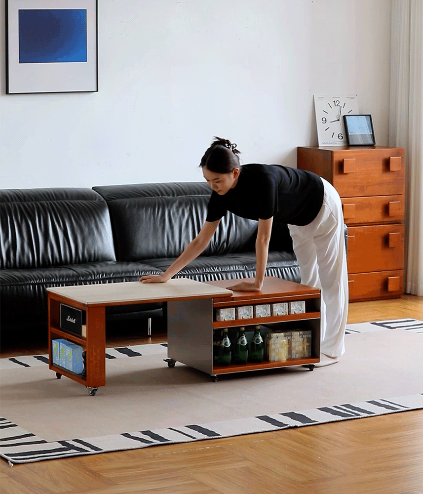 Vintage Boxwood Sintered Stone Lift-Up Coffee Table SILVER WING