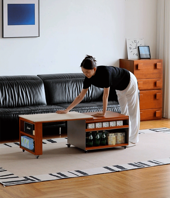 Vintage Boxwood Sintered Stone Lift-Up Coffee Table SILVER WING
