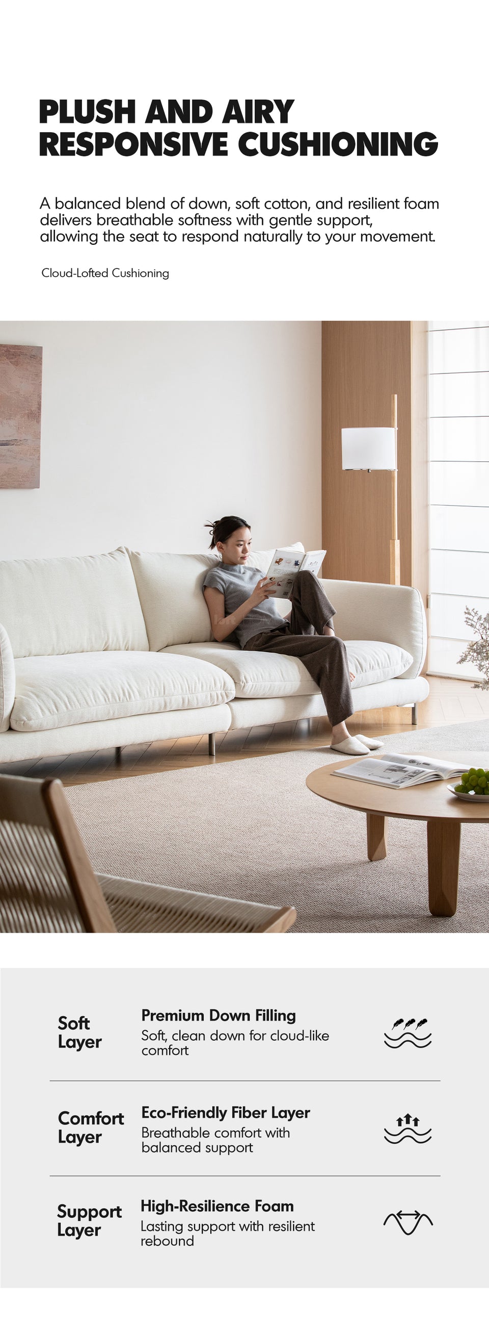 Minimalist Cotton Fabric 3 Seater Sofa COMO More Details and Instruction_2