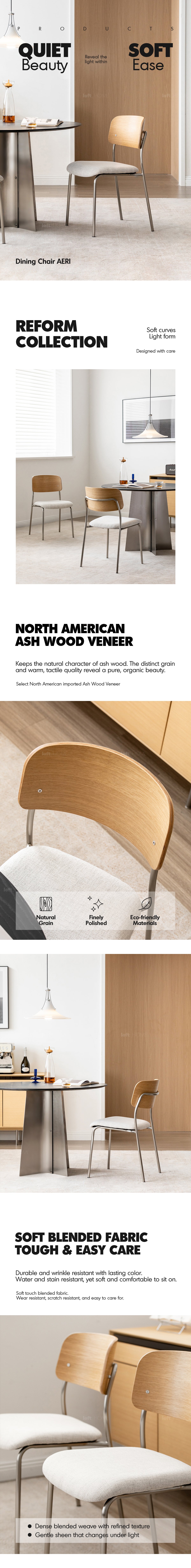 Bauhaus Ash Wood Veneer Cotton Fabric Dining Chair AERI Good to Know - 1