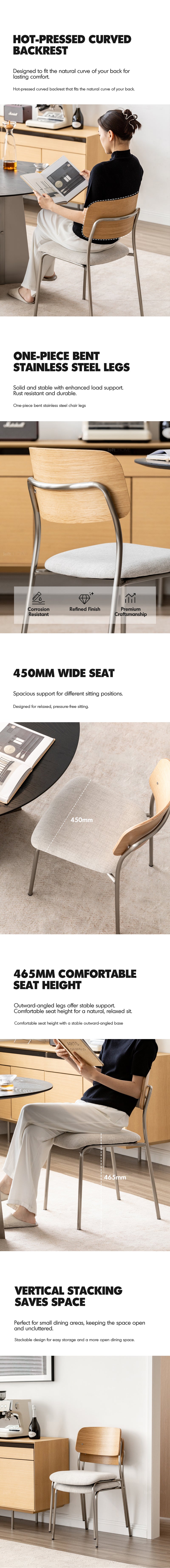 Bauhaus Ash Wood Veneer Cotton Fabric Dining Chair AERI Good to Know - 3