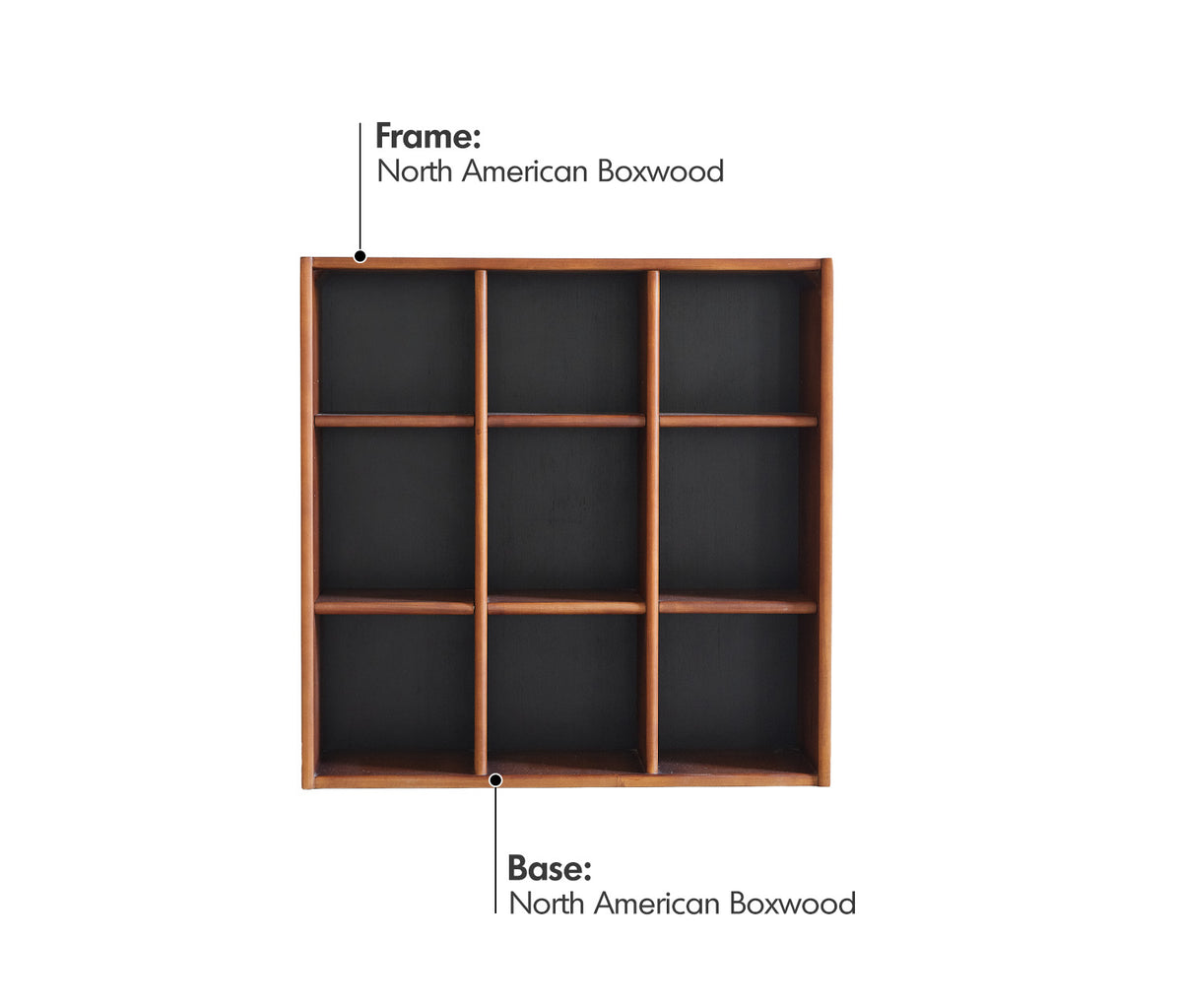 Vintage Boxwood Modular Bookshelf N PLUS Material Details Chart