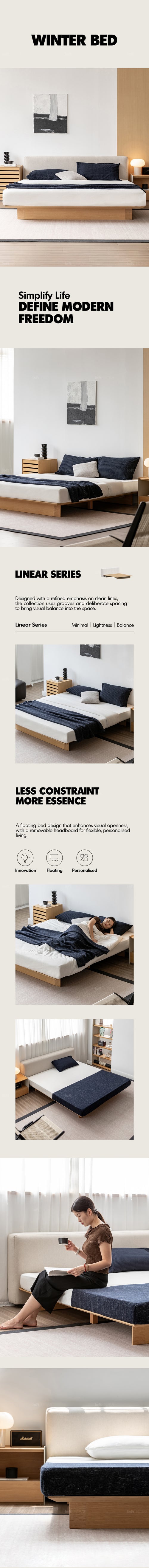 Minimalist Ash Wood Veneer Platform Floating Bed WINTER Good to Know Preview-1