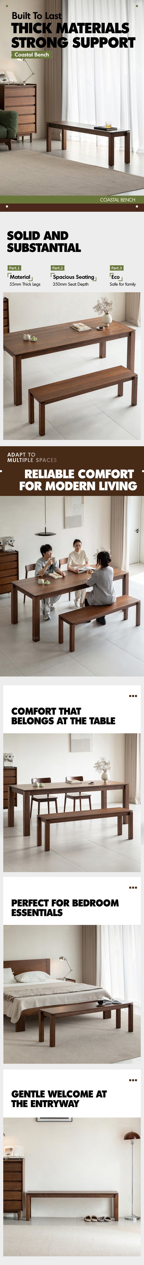 Japandi Walnut Wood Dining Bench COASTAL Good to Know Preview-1
