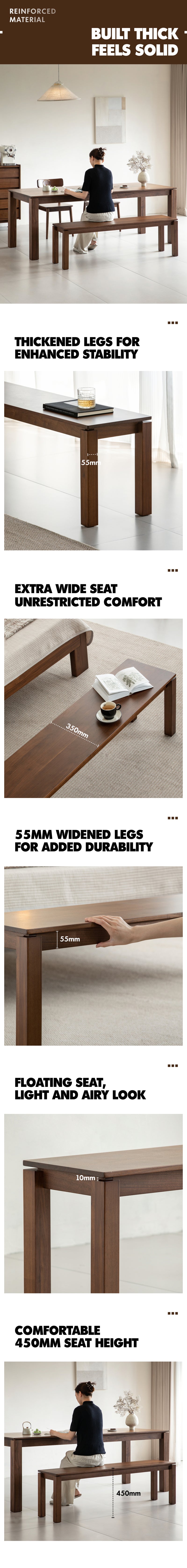 Japandi Walnut Wood Dining Bench COASTAL Good to Know - 2