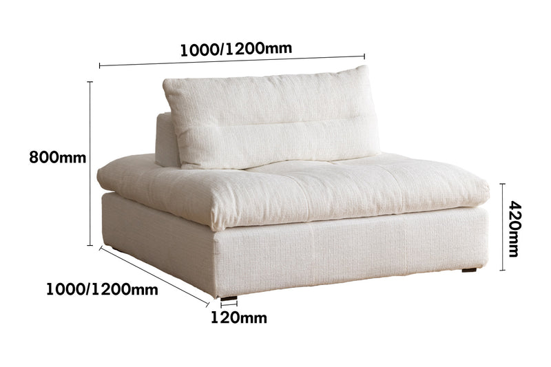 Scandinavian Chenille Velvet Fabric Modular 1 Seater Sofa GRAND Size Chart
