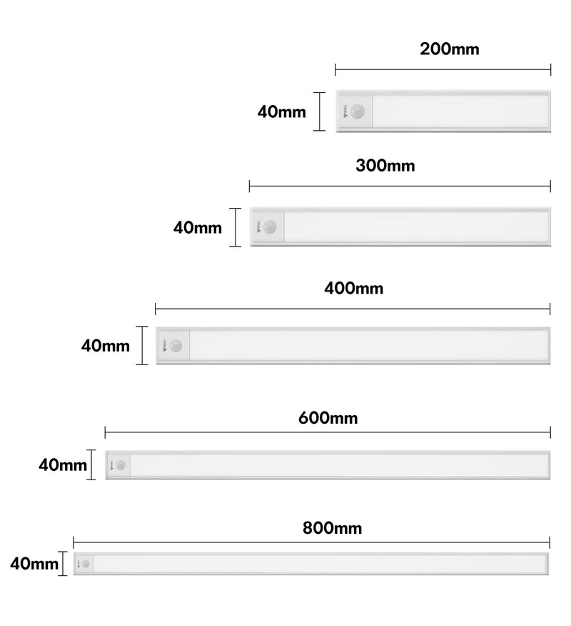 Aluminium Wireless Sensor LED Light Bar Size Chart