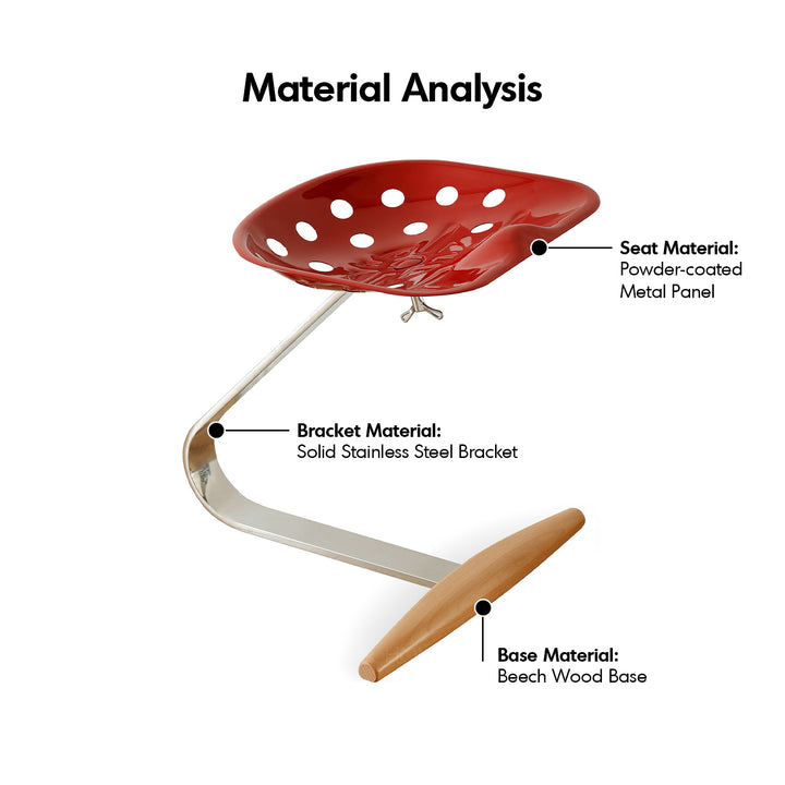 Industrial steel stool mezzadro layered structure.