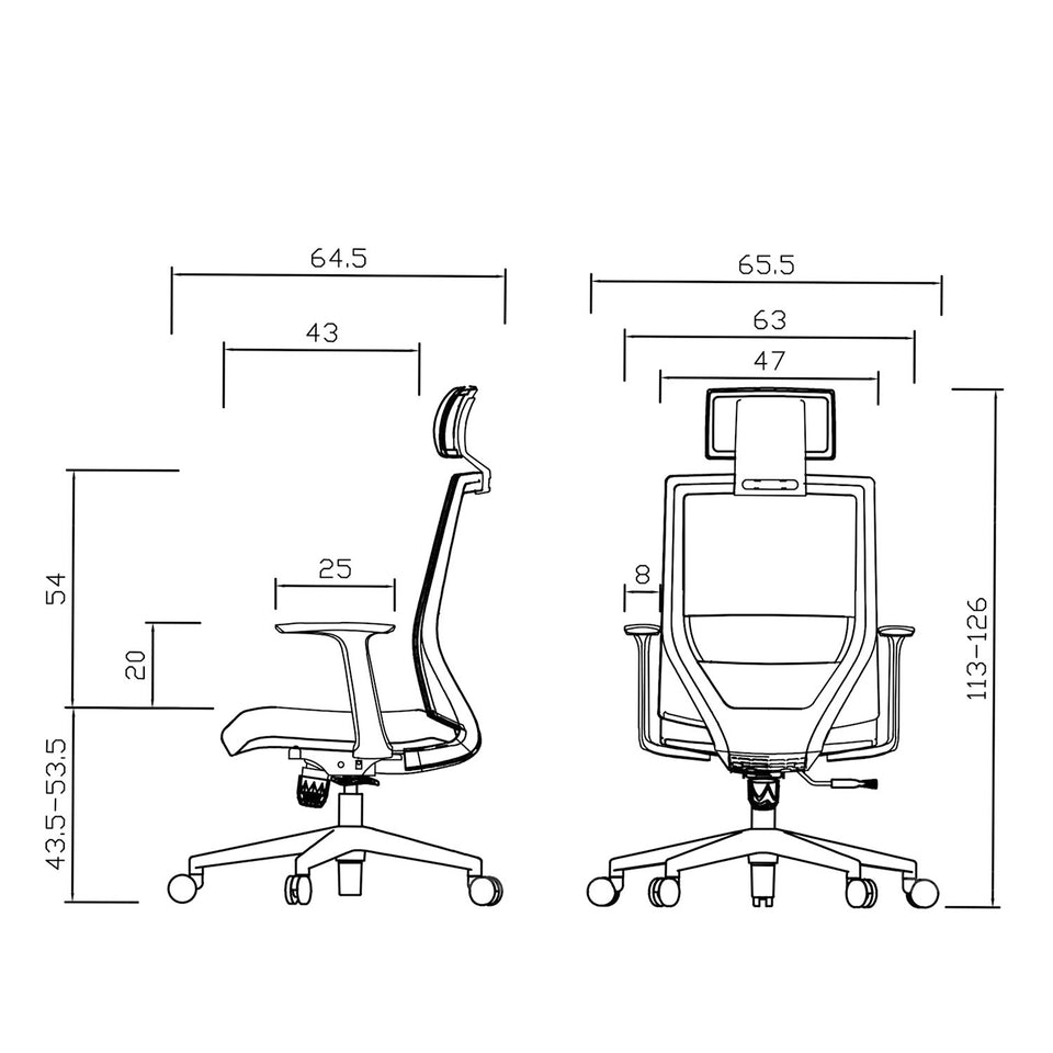 Modern mesh ergonomic office chair mod size charts.