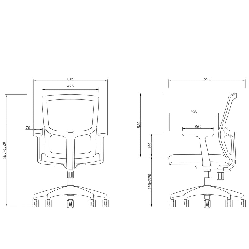 Modern mesh office chair mod size charts.