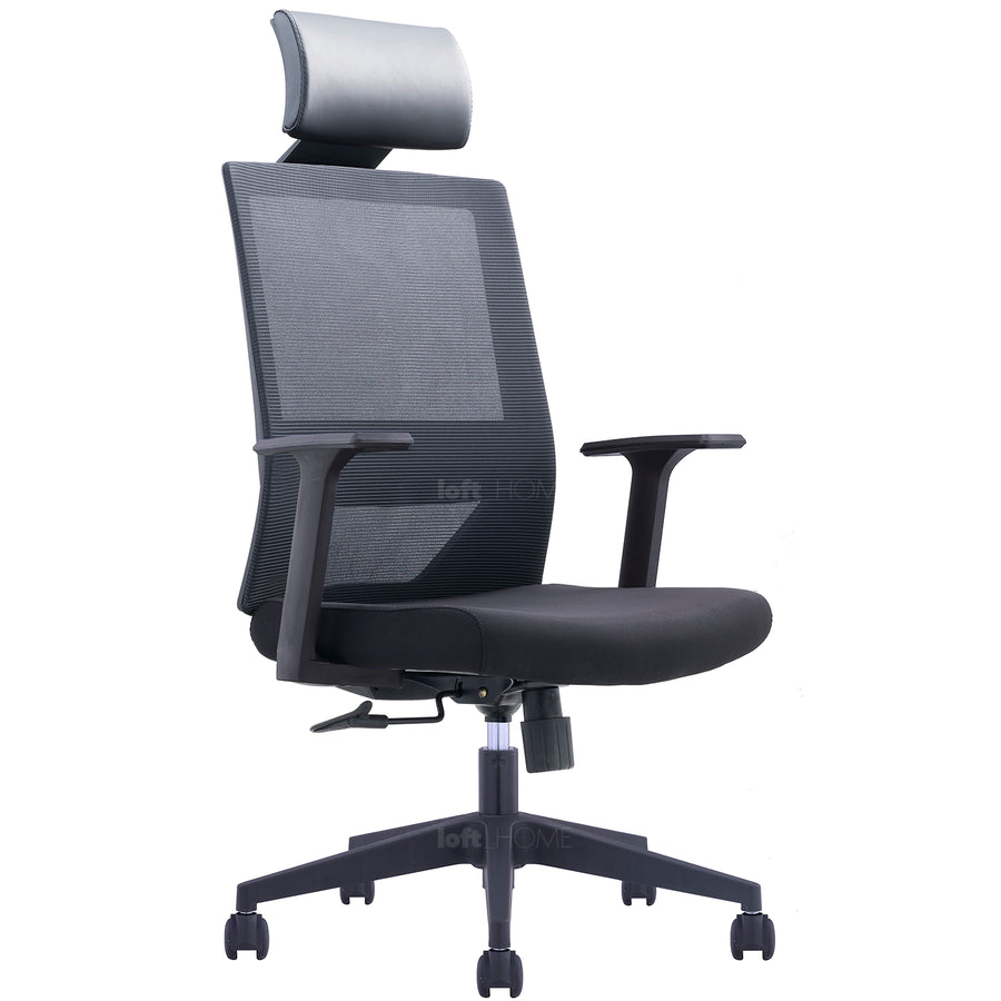 Modern mesh ergonomic office chair mod in white background.