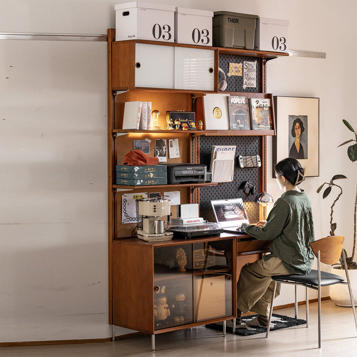 Vintage boxwood modular hanging wall shelf system muse study in still life.