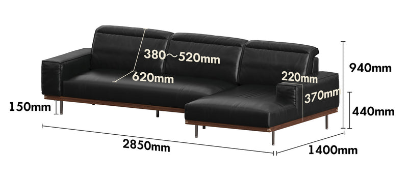 Japandi Genuine Leather L Shape Sofa 3+L  RIVER Size Chart