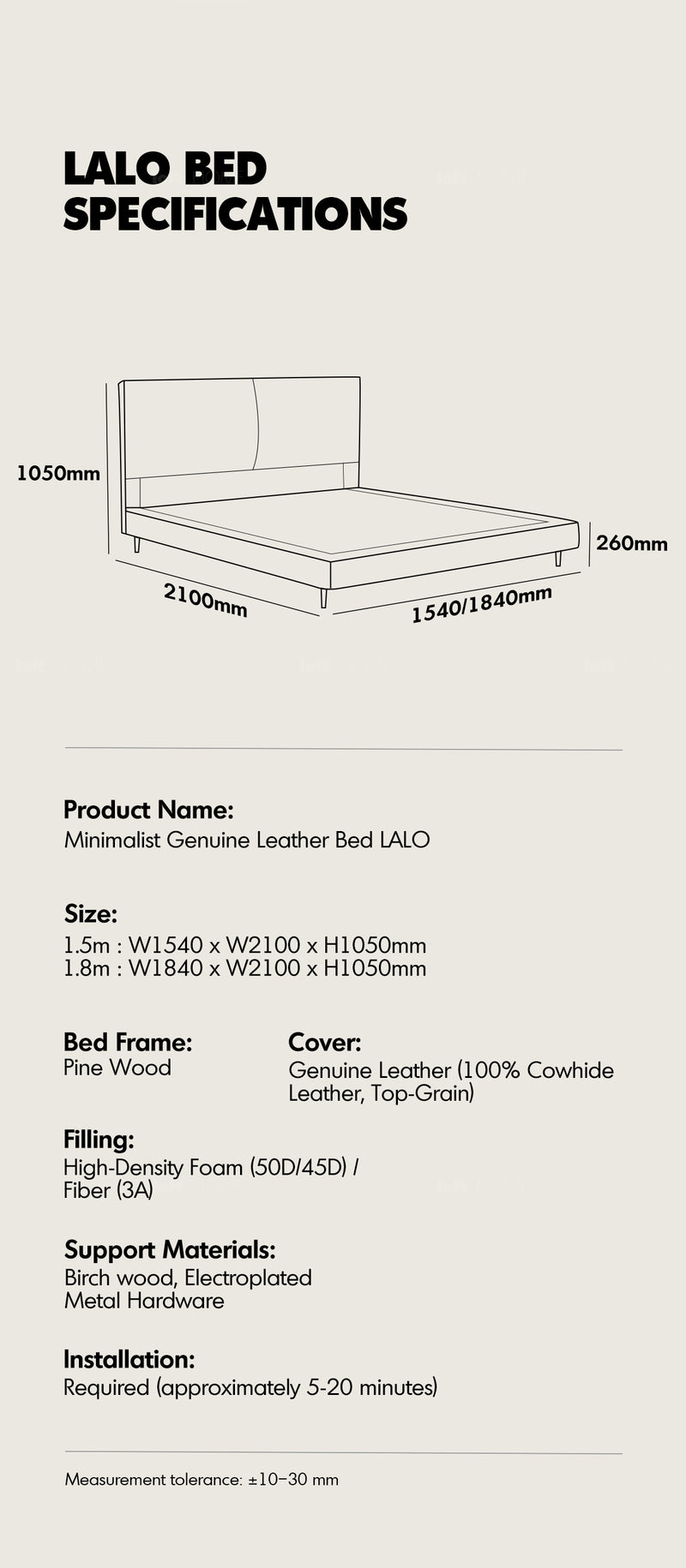 Minimalist Genuine Leather Bed LALO Good to Know - 5