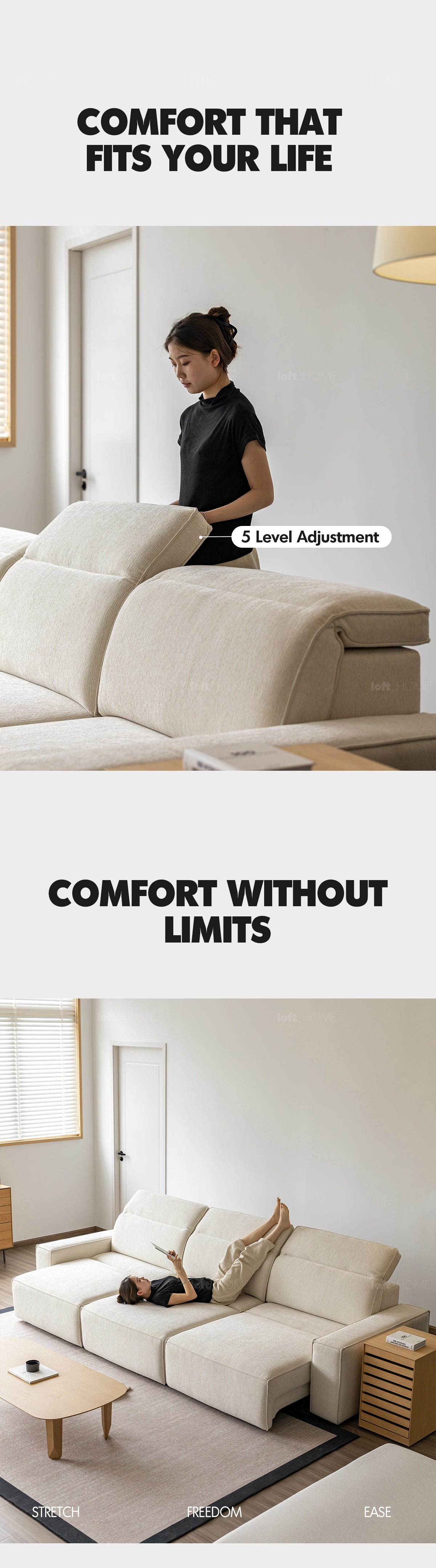 Minimalist Chenille Velvet Fabric Electric Recliner 3 Seater Sofa Bed STRING Good to Know - 3