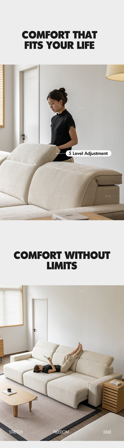 Minimalist Chenille Velvet Fabric Electric Recliner 3 Seater Sofa Bed STRING Good to Know Preview-3